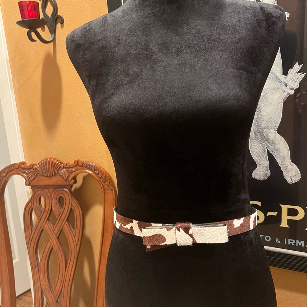 Kate Spade Genuine Calf Hair Belt. Brown/Cream. 38 inches long.